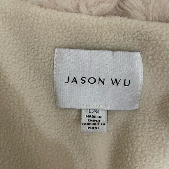 Jason Wu Ivory Cream Faux Fur Bomber Winter Jacket Zip Up Coat - Picture 10 of 12